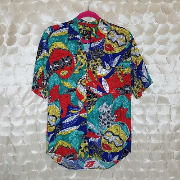 Jams World Tops - Jams World Masquerade Loud Print button down S
